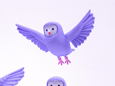 Barn Owl 3d animal barnowl bird character characterdesign cute design kawaii owl pantone ultraviolet