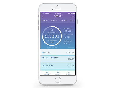 Stash iOS App app design financial gradient iconography ios minimal mobile uiux