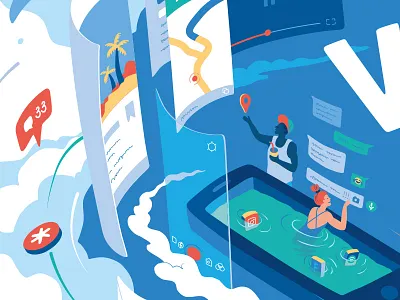 Be free with WIND // detail app bright digital flat fun illustration instagram mobile vector