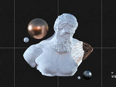 Hercules Bust Animation 3d art design mockup octane render ui ux website