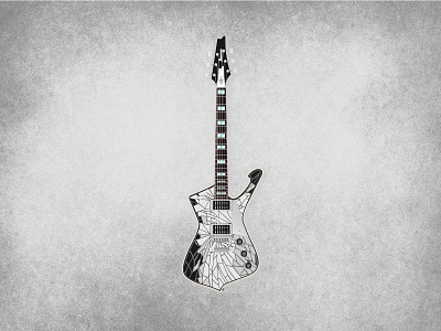 Iceman ibanez guitar illustrator kiss paul stanley rock n roll vector