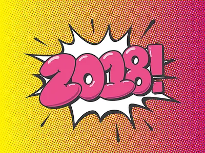 2018 - 2 Invites 2018 draft dribbble illustrator invites new year photoshop pop art