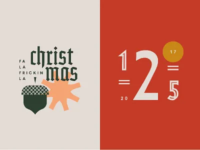 Christmas acorn badge badges christmas color december grid numbers type typography