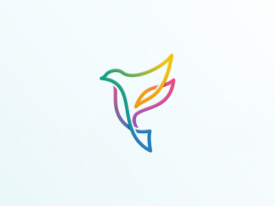 Fly Bird colorful logo monoline outline