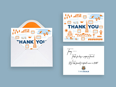 Thank You illustration postcard