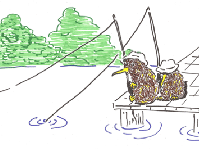 Kiwi Fishing Trip fishing illustration kiwi sharpie