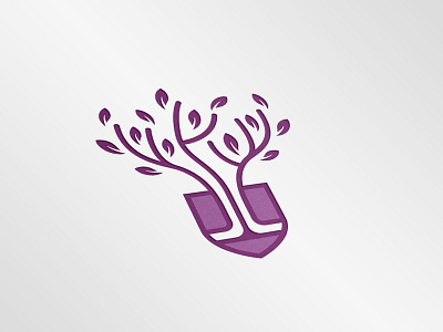 JL Tree Concept badge logo organic purple soft tree