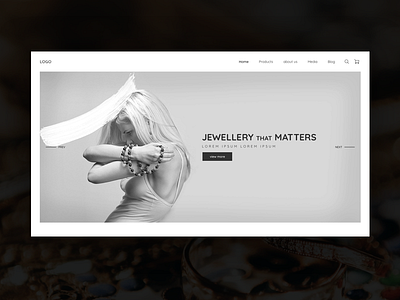 Ecommerce landing page black and white commence interface jewellery minimal project ui ux web web design