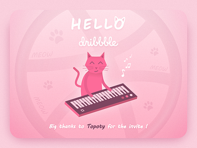 Hello Dribbble cat debut dribbble first shot hello illustration keyboard vector