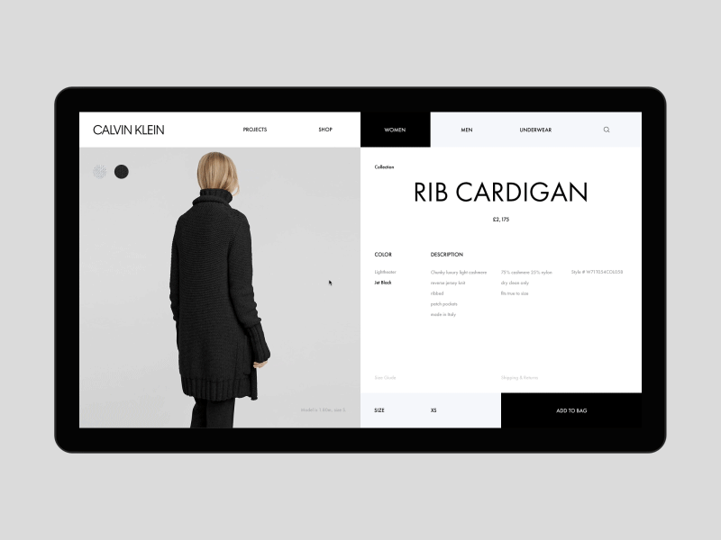 Calvin Klein desktop fullscreen minimal motion principle promo ui ux web website