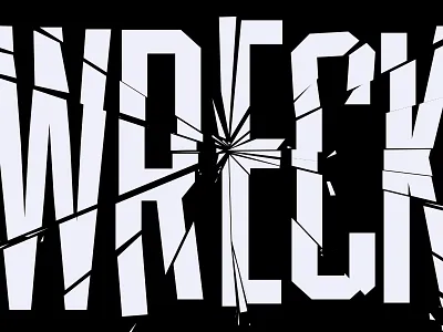 Stattered type broken glass lettering sharp shattered wreck wrecked