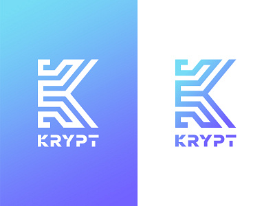 Krypt (Cryptocurrency logo) bitcoin brand crypto cryptocurrency currency decentralised futuristic gradient krypt logo modern monogram