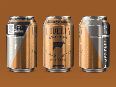 Udderly Awesome Peanut Butter Milk Stout awesome beer beer can branding brewing company can craft beer label mustang packaging stout
