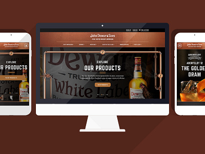 Dewar's website dark design digital interaction interface mobile responsive tactile ui web website