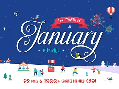 The Massive January Bundle design design bundle font fontbundle graphic design bundle script typography watercolor bundle