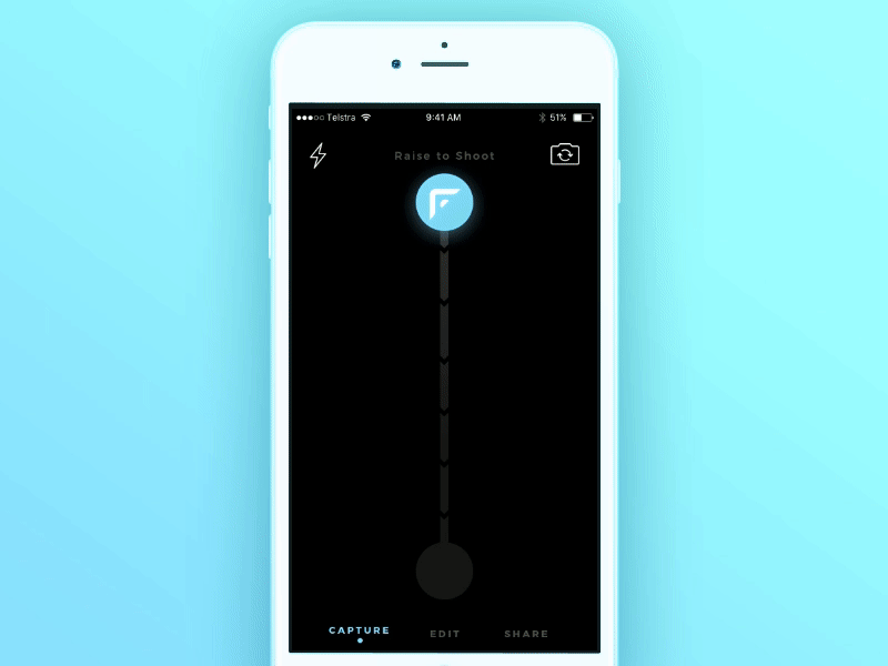 Flickshot UI Animation animation app blue camera ios ui ux