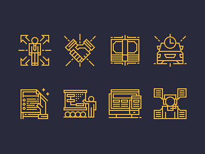 How It Work Icons cooperation deal growth icon line money support time tool training
