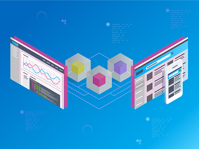 Bonsai App Diagrams blue colorful diagram illustration isometric voxel