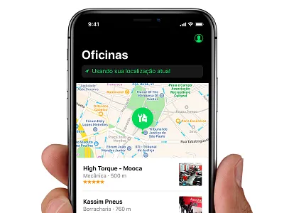 Oficinas List car repair design home ios 11 iphone list location map oficinas pin profile ui