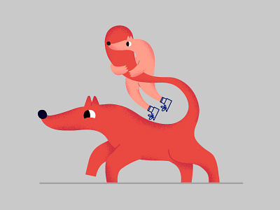 Ride animals flat fox friends fun illustration orange ride vector walk