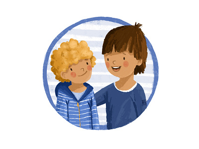 Two little guys blue brother cute digital guys ipad kid kids procreate