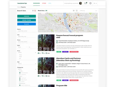 Program list UI city community list program list programs nearby ui