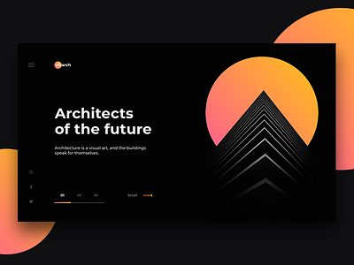 Visarch Architecture Page architecture black building decom landing modern orange page ui ux