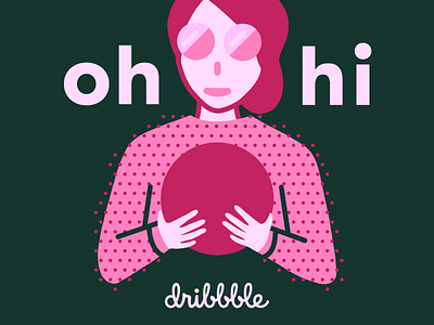 oh, hi. debut flat hello hi illustration pink