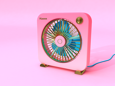 P!NK FAN 3d art c4d cinema4d fan gold light metal pink red reflection rendering