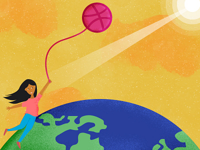 Hello Dribbble! debut excited first girl good vibes happy hello dribbble shot space sun welcome