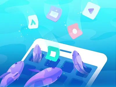 Call to Action: Save the Oceans π abstract animals art creative earth environment fish icon illustration inspiration metaphor ocean phone pollution smart illustration symbol technology water wild zajno