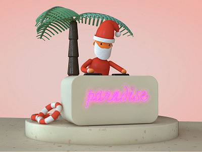 DJ Santa 3d 3dart animation illustration