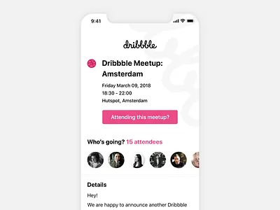 Meetup overview - iOS app amsterdam app dashboard interface ios iphone meetup overview profile screen