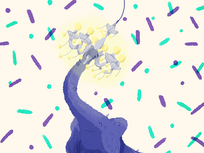 Elephant Swinging Chandelier (Daily Spitpaint) cute elephant illustration