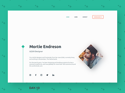 Daily UI Challenge: Day 10 - Portfolio Site Landing (Style 2) daily ui challenge hero landing page minimalistic portfolio projects ui user experience design user interface design ux website work