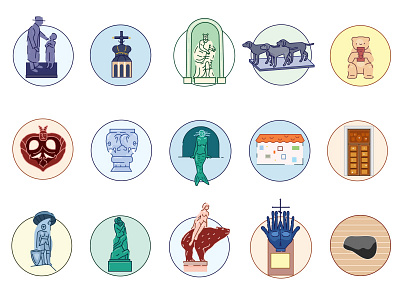 Icons for map of Lithuania discover famous icon illustration line map places