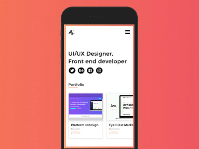 Portfolio Mobile design concept design iphone mobile personal website portfolio ui ux
