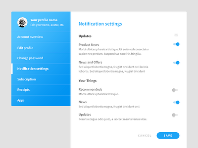 DailyUI #007 - Settings 007 account challange dailyui notifications settings switch