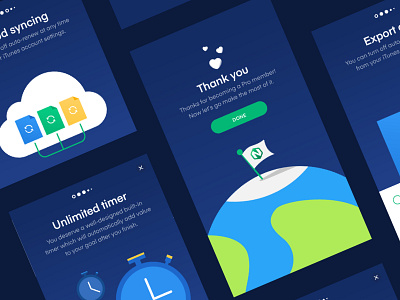 Nirow - Upgrade automatic cloud earth file flag goals habits illustration timer tracker ui upgrade