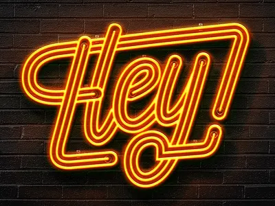 Hey calligraphy illustrator lettering monoline neon photoshop type