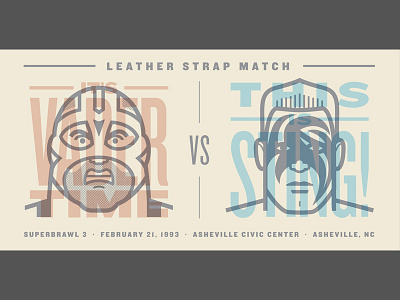 Vader vs. Sting face flat design illustration portrait typography vector wrestling wwe