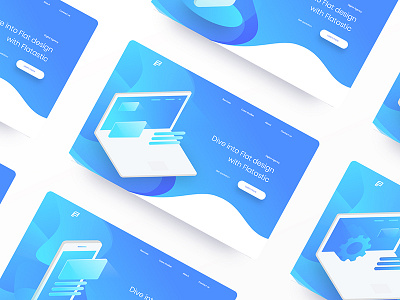 Isometric illustration for Flatastic Landing page gradient design illustration isometric isometric illustration landing page ui trend web design