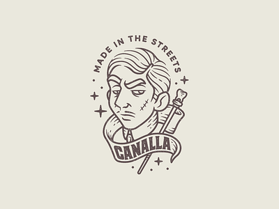 Canalla badge branding dandy drawing gangster gentleman hand drawn illustration line work logo patch thug