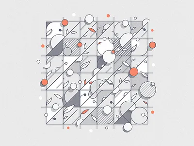Leaf Grid - Remix 3 depth etching exploration geometric grid illustration lines linework monochrome pattern print shading
