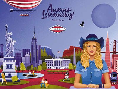 Chocolate packages USA adobe andrew lebedinsky cg chocolate color house lebedinsky ny photoshop route 66 usa white house