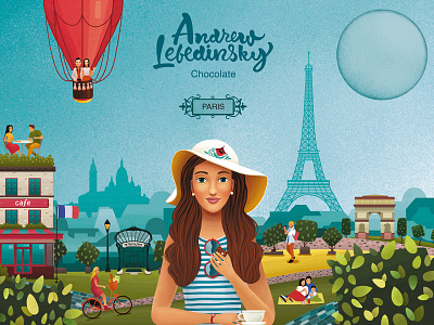 Chocolate packages Paris adobe andrew lebedinsky cg city color eiffel tower girl house lebedinsky lovers paris photoshop