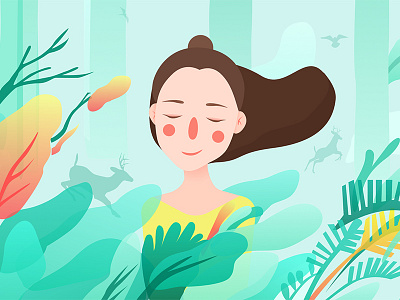 Hello，Dribbble ！ bright in the daytime illustration self portrait