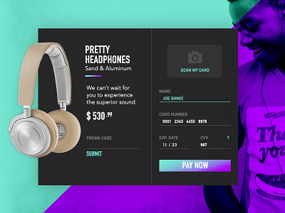 #Dailyui002 Credit Card Checkout - Headphones checkout credit card checkout dailyui dailyui002 dailyui2 headphones music seafoam teal ultra violet