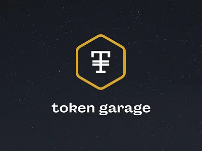 Token Garage accelerator black blockchain branding crypto gold hexagon logo minimal sanfrancisco