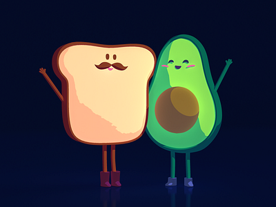 It's love 3d 3d art avocado design illustration sivan baron sivanbaron toast toon shader